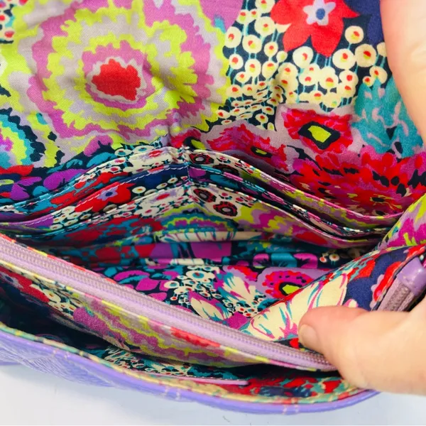 Vera Bradley Quilted Tess Crossbody Purse in Purple/Lavender Leather - Image 12