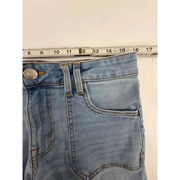 Aeropostale Low Rise Flare Jeans Light Wash Blue Patch Pockets LXSFBA195 25x30.5 - Image 4