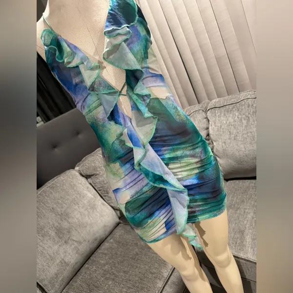 🌸AMTIOUS mesh blue mini dress ✨ - Image 7