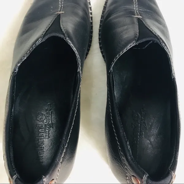 Timberland Black Leather Slip On Shoes Size 6 - Image 6