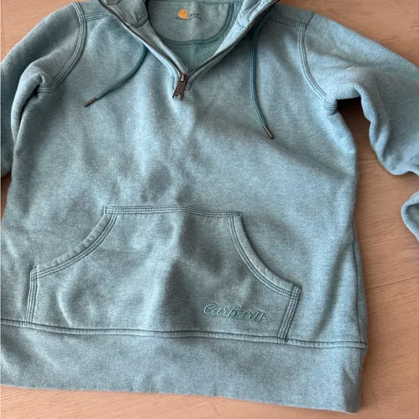 Carhartt Blue Half-Zip Hoodie - Image 2