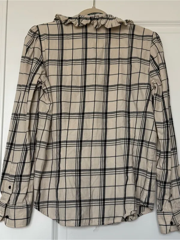 Lauren Ralph Lauren Cotton Plaid Ruffle Collar Button-Down Top - Size M - Image 3