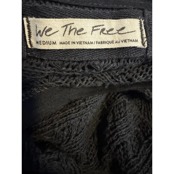Free People We The Free Charcoal/Black Lightweight Knit Sweater Top Boho Oversized Medium - Image 4