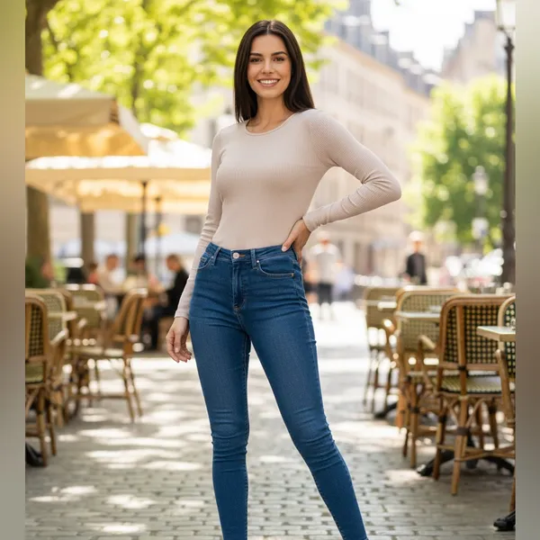 MONO B Women’s Casual Long Sleeve Tan Thermal Bodysuit - Image 2