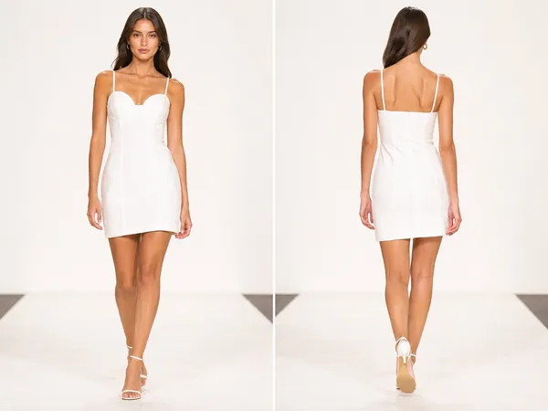 Zara White Deep V-Neck Pleated Bust Mini Dress Size S - Image 2