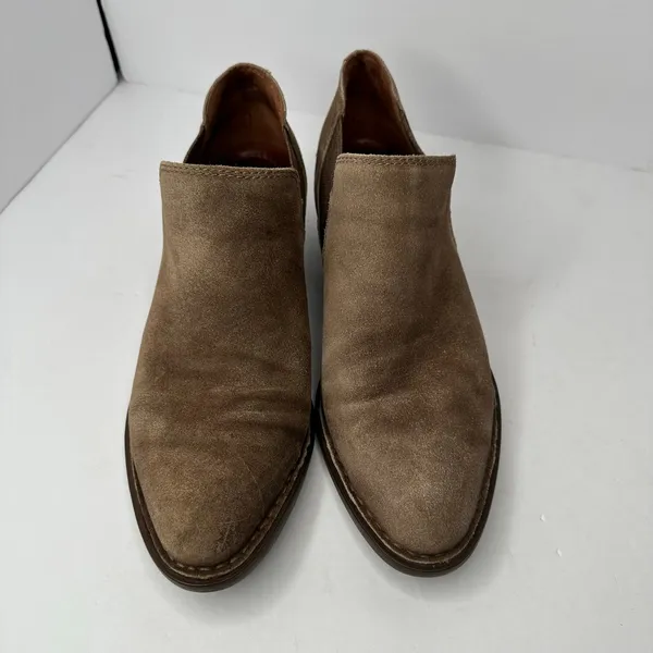 Born Suede Ankle Booties Size 10 Womens Taupe Chelsea Block Heel Shootie Western - Image 3