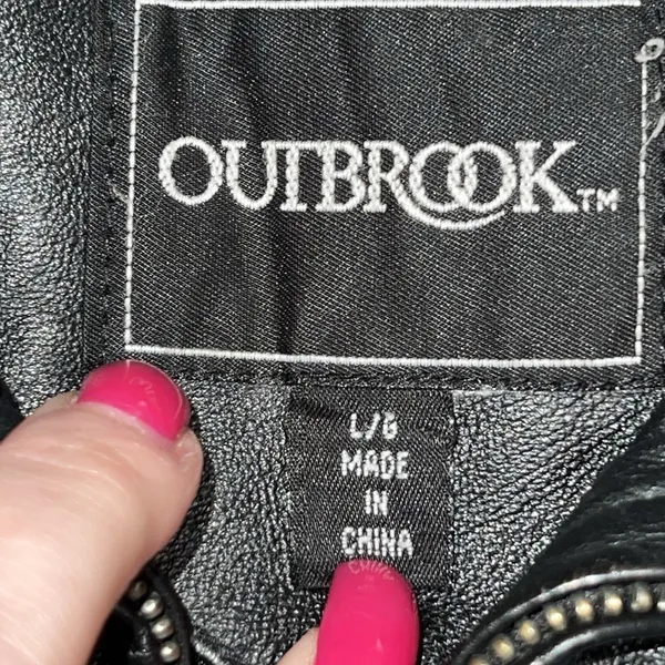 VTG Outbrook Womens Black Genuine Leather Zipper Lined‎ Belted Waist Jacket Sz L - Image 8