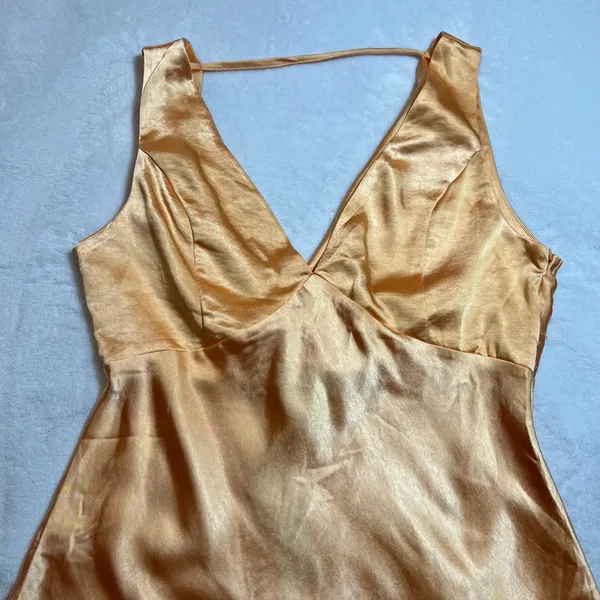NEW Lulus Incredible Love Light Orange Satin Cowl Back Midi Slip Dress Size L - Image 6