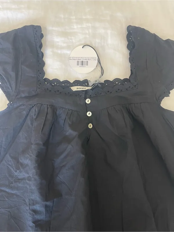 NWT Worth Collective size Large L Binx Mini Dress Cotton Black Needii Eyelet - Image 6
