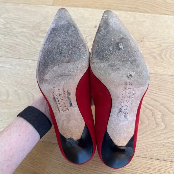 Christian Lacroix - Pointed Toe Stiletto Pumps in Red - Image 7