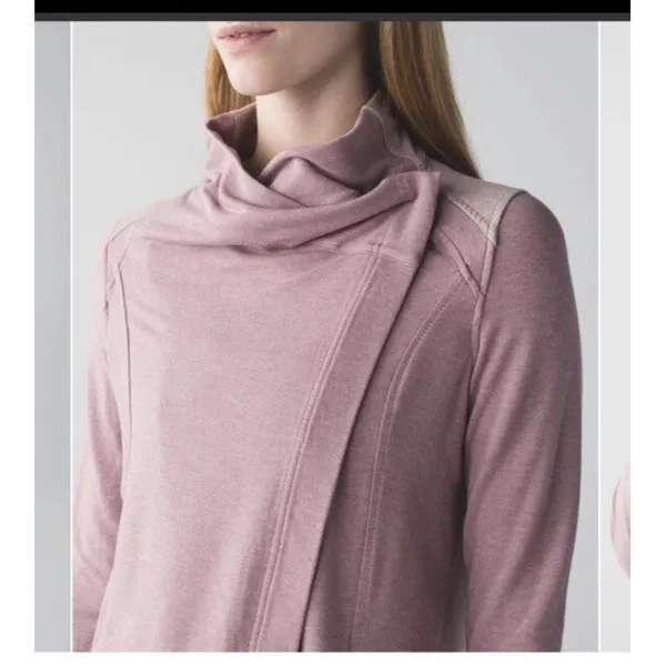 Lululemon Coast Wrap Heathered Mod Rose 8 Funnel Neck Jacket Button Cocoon - Image 2