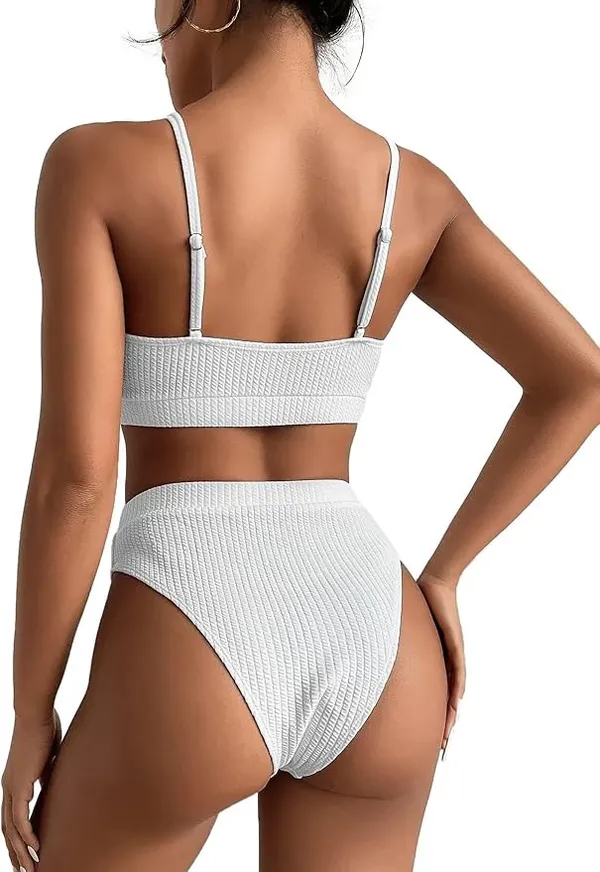 White Ribbed Bikini Set - Image 2