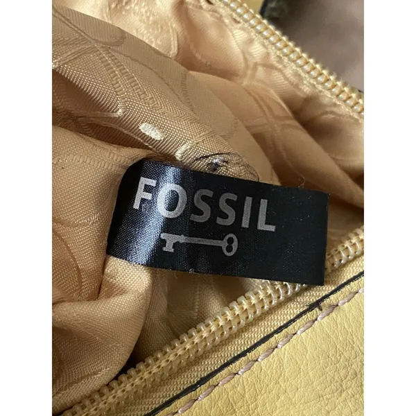 Fossil Yellow‎ Leather Shoulder Bag With Inner & Outer Zippers - Image 3
