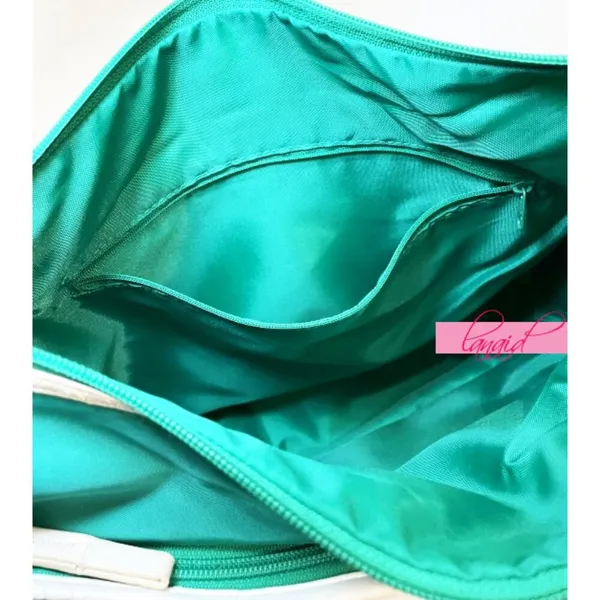 Puma VINTAGE Shoulder Bag Crossbody Green Ivory Bookbag Gym Weekend Zip Tote - Image 8