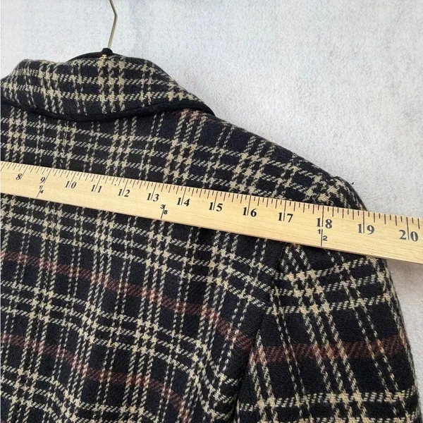 David N. Blazer Vintage Wool Plaid‎ Suede Trim Jacket Brown Black 10 Academia - Image 13