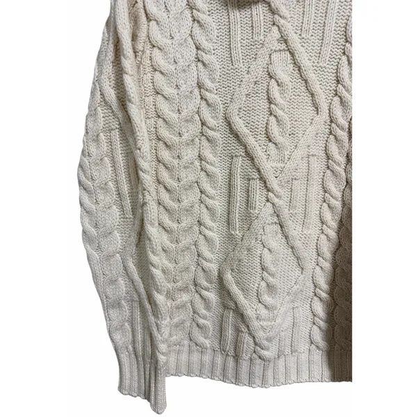 Inis Crafts Fisherman Cable Knit Turtleneck Sweater‎ Ivory Women's Size Small - Image 7