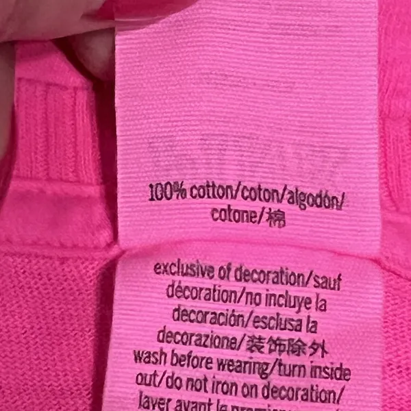 Victoria Secret PINK Crop Top Neon Pink Solid Short Sleeve Crew Neck Raw Cut Hem - Image 7