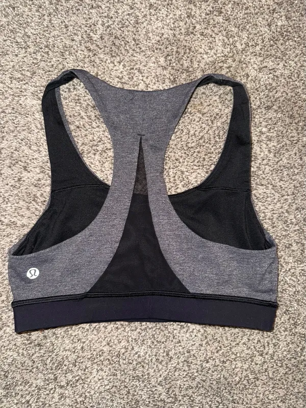Lululemon Invigorate Bra Heathered Black Grey Mesh Back - Image 2