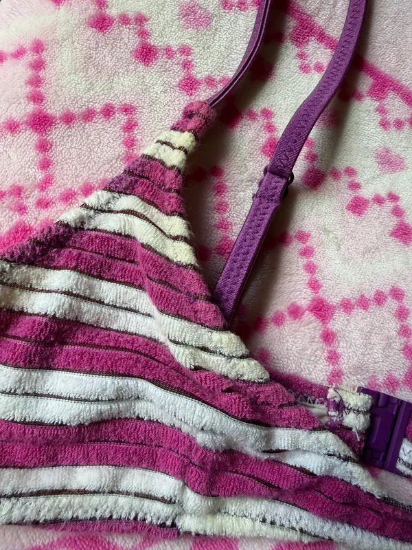 Triangl Purple and White Striped Scoop Terry Bikini Set - Image 5