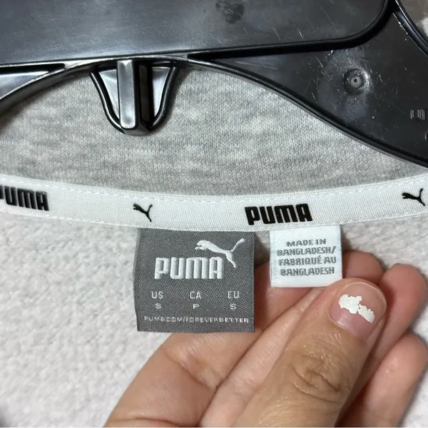 Puma Womens Hoodie Gray mock‎ neck Pullover boxy Sweatshirt size Small - Image 3