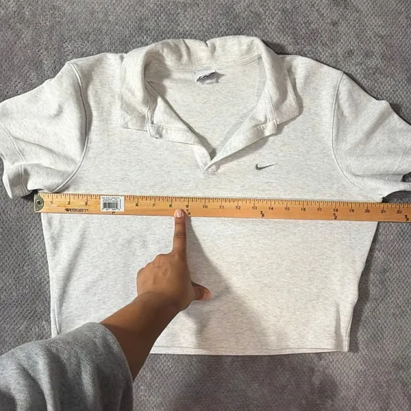 Nike Sportswear Essential Size XL Short-Sleeve Cropped Polo Heather Gray Swoosh - Image 8