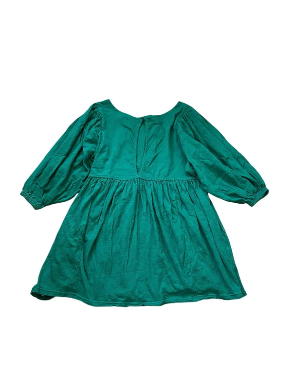 Free People Get Obsessed Babydoll Dress Puff Sleeve Emerald Green Boho Casual - Image 6