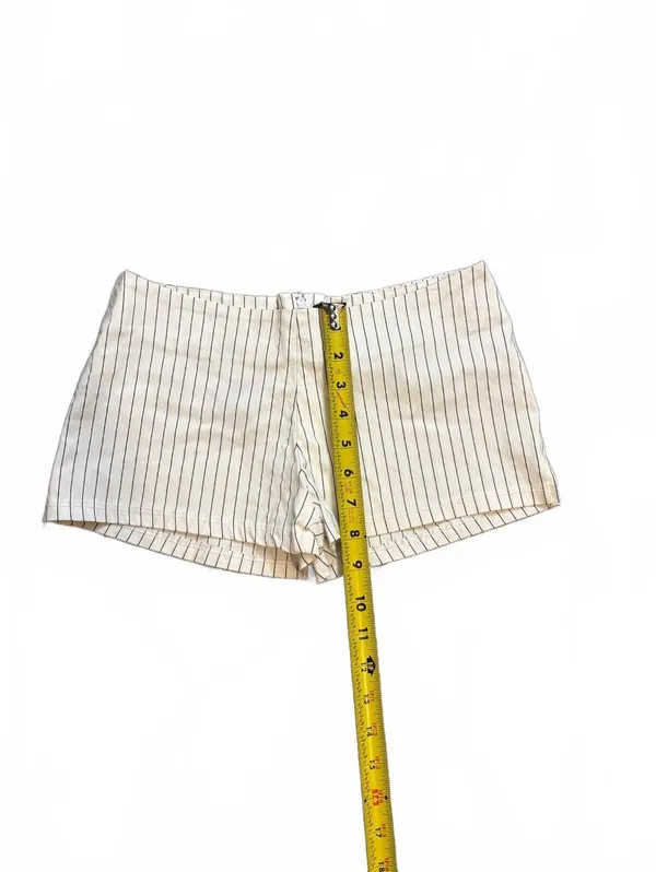 Vintage Y2K Sabora Low Rise Pinstripe Micro Shorts White Made in USA - Image 2