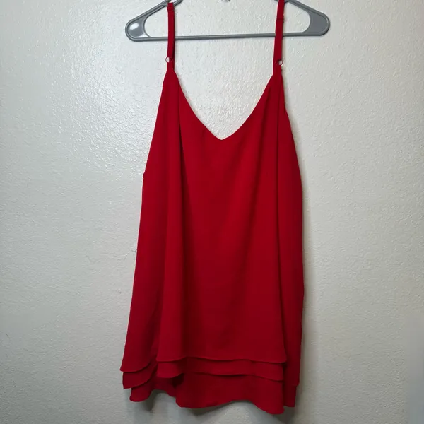 Torrid Sophie Red Spaghetti Strap Chiffon Layered V-Neck Cami Size 5 Flowy - Image 6