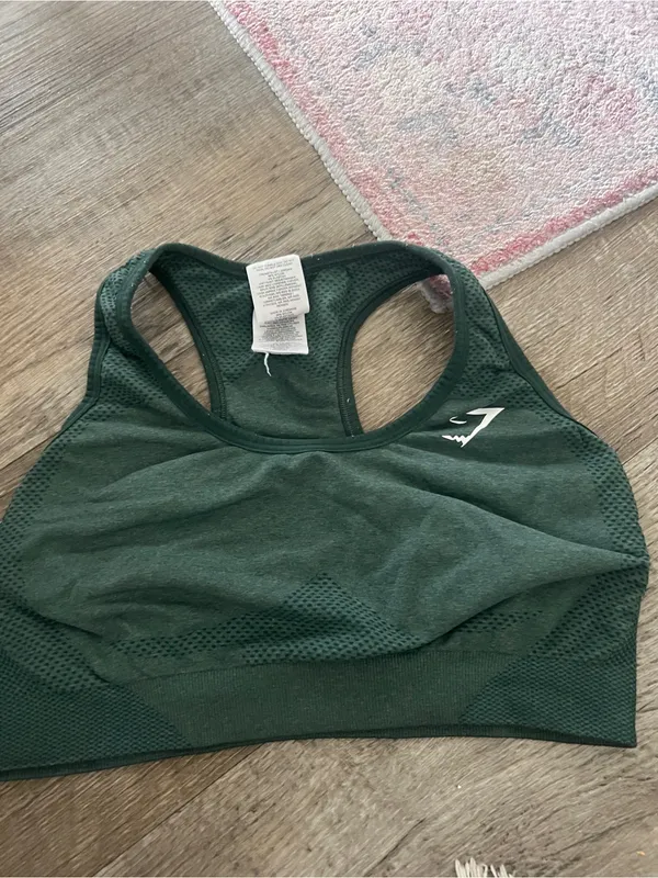 Gymshark Forest Green Seamless Racerback Sports Bra - Image 4