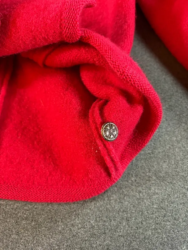 Vintage 1970s Wool Cardigan SIZE 14 100% Pure Wool Moffat Woollens Red Bouclé - Image 7