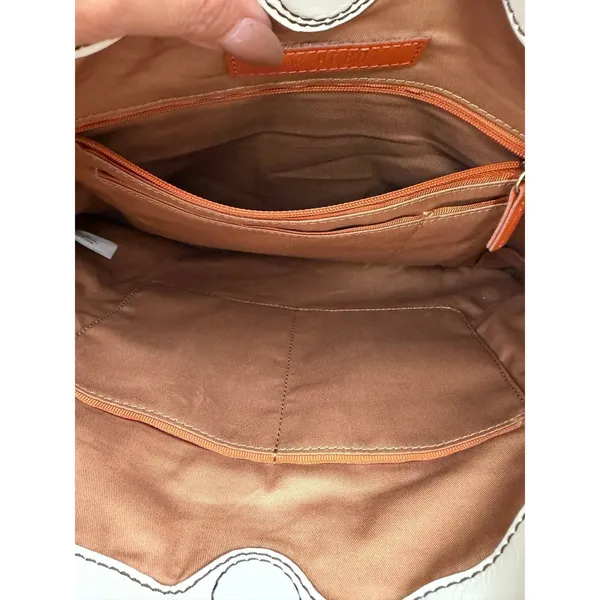 HOBO International Ivory Leather Foldover Crossbody Shoulder Bag - Image 6