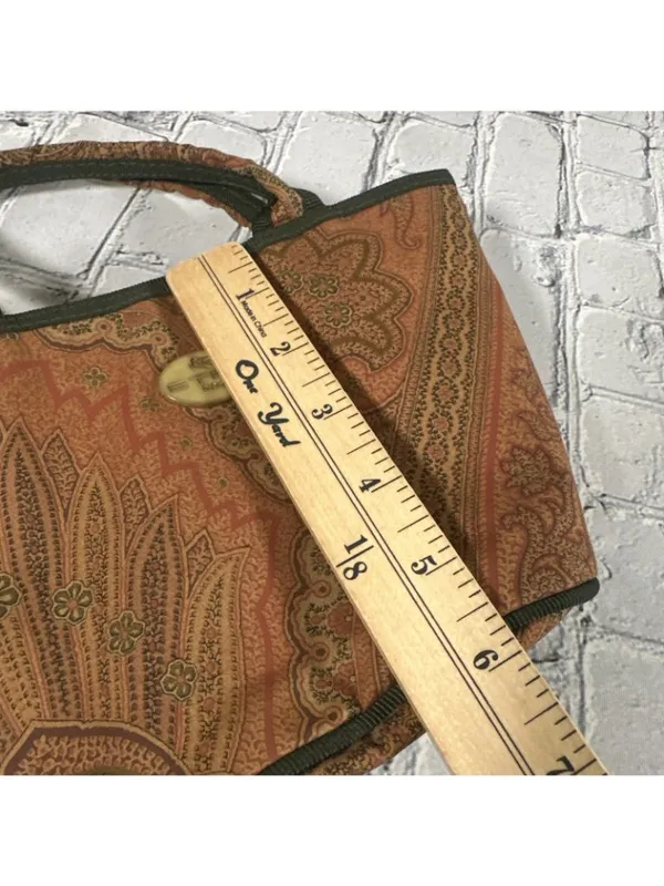 ETRO Paisley Mini Libra Hand Bag Tote Small Nylon Clasp Fabric Pattern Authentic - Image 14