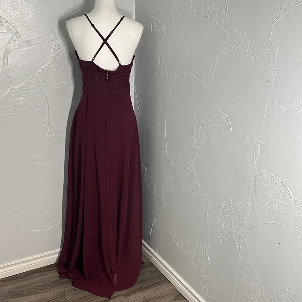 Lulu's burgundy Lace Maxi Dress - Image 5