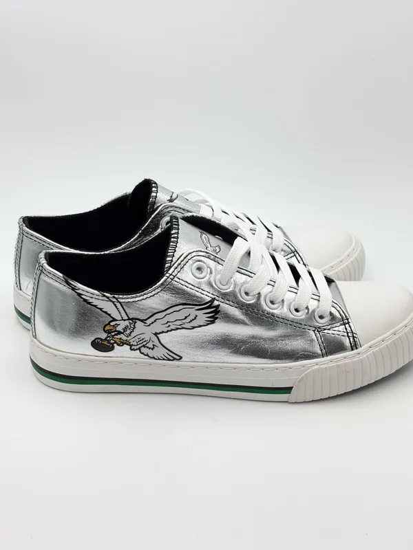 FOCO PHILADELPHIA EAGLES GREEN‎ TEAM COLOR METALLIC CANVAS WOMENS SHOES Size 7 - Image 3