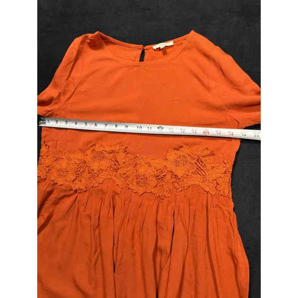 Easel Orange Lace Detail‎ Bell Sleeve A Line Dress Women's Size M - Image 6