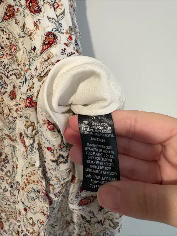 Moda floral Paisley Maxi Skirt cream size 2X - Image 4