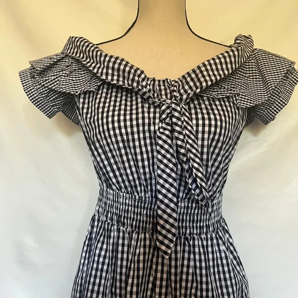 Her Entire Name Says Grace Gingham Dress Sz S Ruffle Cottage Coquette Prairie - Image 3