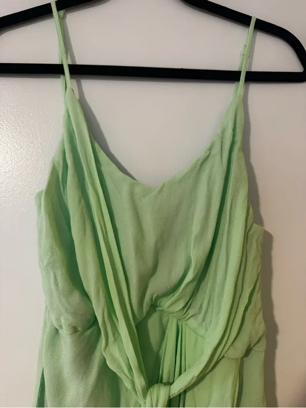 Olivaceous Light Lime Colored Knot-Front Slip Mini Dress - Image 4