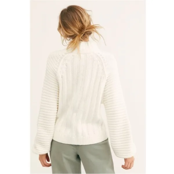 Free People Chunky Knit Sweetheart Mock Neck Sweater in Ivory White Large NWT - Image 5