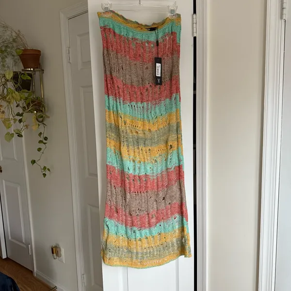 Jaded London NWT Odette Striped Knitted Maxi Skirt Multicolor, Size L - Image 2