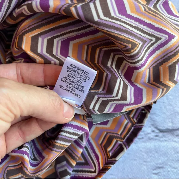Dana Buchman Geometric Cowl Sleeve Tunic Top Blouse Retro Disco XL Print Gold - Image 11