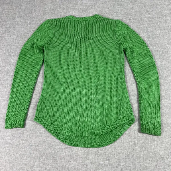 Lauren Ralph Lauren Sweater Womens PM Green Crew Neck Chunky‎ Knit Shirttail Hem - Image 6