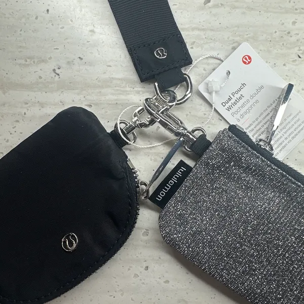 Lululemon Dual Pouch Wristlet Black silver Glitter - Image 2