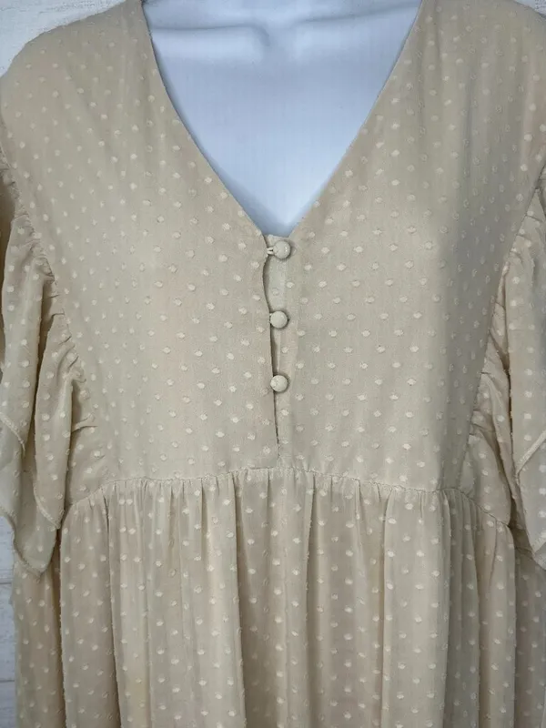 One Loved Babe Boutique June Tiered Ruffle Midi Dress in Cream Size XXL - Image 2