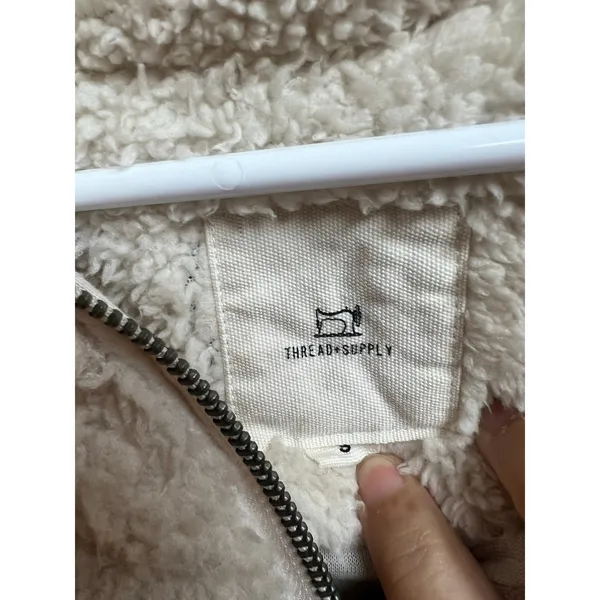 Thread & Supply Quarter Zip Sherpa Pullover Forest Pattern Small - Image 3