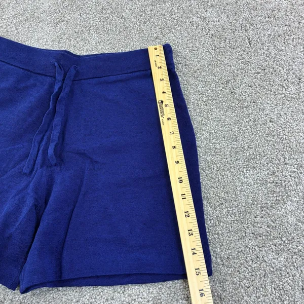 Meticulous Knitwear Womens Med Blue Knit Lounge Shorts Drawstring Waist‎ Casual - Image 2