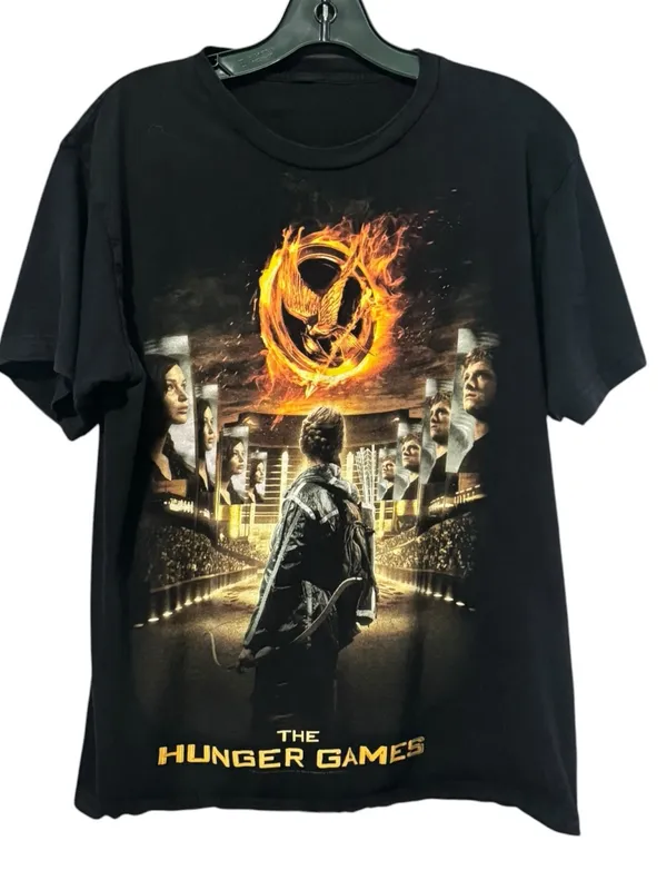 THE HUNGER GAMES Katie’s Everdeen Graphic Tee M 20” p2p Black EUC - Image 2