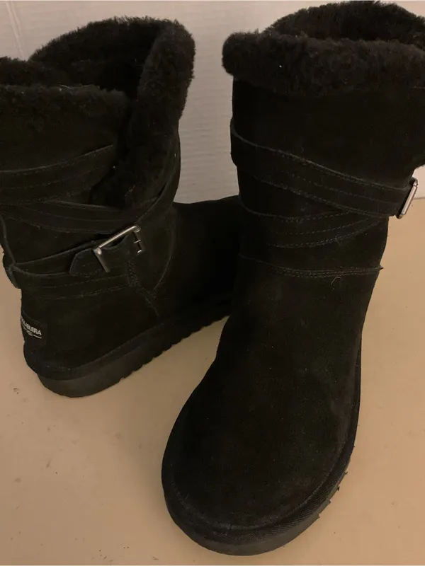 Koolaburra women black suede shearling shirt classic boots US 9 - Image 3