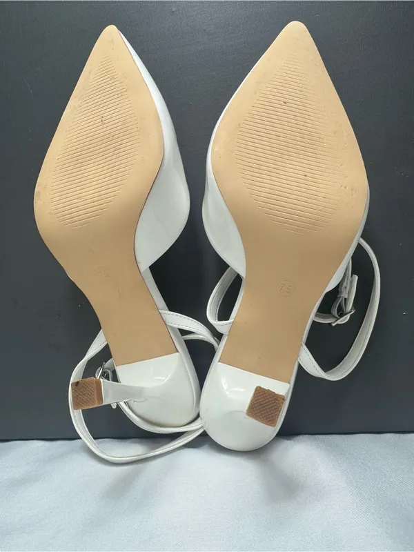 Susanny White Pointed Toe Slingback Heels wedding party elegant heels 7 1/2 - Image 8
