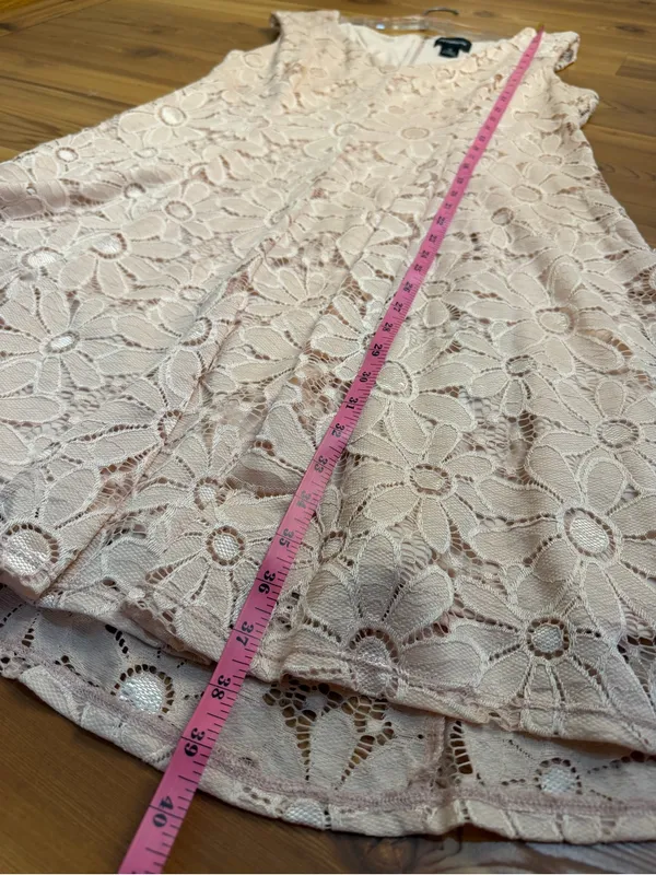 Liz Claiborne Pink Floral Daisy Lace Dress 16 V-Neck Cap Sleeve Flirt A-Line - Image 4